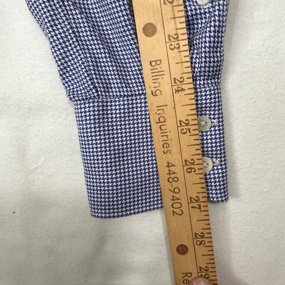 Suitsupply Mens Blue White Houndstooth Cotton Dress Shirt See Description - Picture 11 of 11